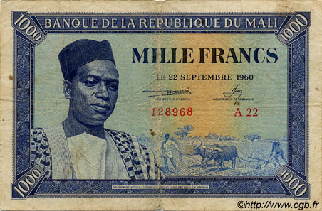 1000 Francs MALI  1960 P.04 B+