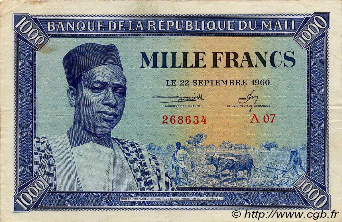 1000 Francs MALI  1960 P.04 SS