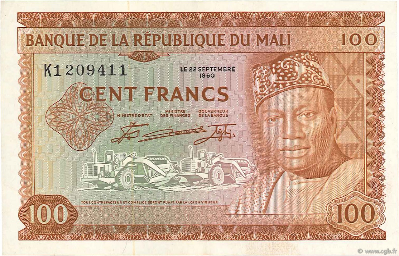 100 Francs MALI  1960 P.07a TTB