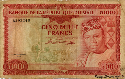 5000 Francs MALI  1960 P.10 B+