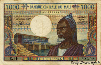 1000 Francs MALI  1973 P.13b TB à TTB