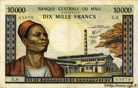 10000 Francs MALI  1973 P.15f TTB