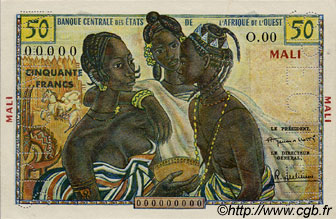 50 Francs Spécimen ÉTATS DE L AFRIQUE DE L OUEST  1956 P.--s pr.NEUF