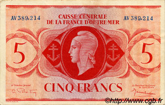 5 Francs AFRIQUE ÉQUATORIALE FRANÇAISE  1943 P.15b SUP