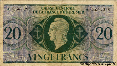 20 Francs AFRIQUE ÉQUATORIALE FRANÇAISE  1946 P.17d TB