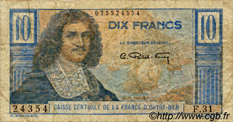 10 Francs Colbert AFRIQUE ÉQUATORIALE FRANÇAISE  1946 P.21 TB