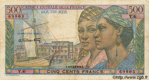 500 Francs Pointe à Pitre AFRIQUE ÉQUATORIALE FRANÇAISE  1946 P.25 TB