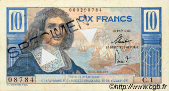 10 Francs Colbert Spécimen AFRIQUE ÉQUATORIALE FRANÇAISE  1957 P.29s SUP