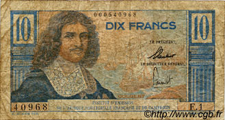10 Francs Colbert AFRIQUE ÉQUATORIALE FRANÇAISE  1957 P.29 B+