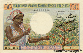 50 Francs Spécimen AFRIQUE ÉQUATORIALE FRANÇAISE  1957 P.31s TTB+