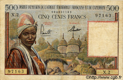 500 Francs AFRIQUE ÉQUATORIALE FRANÇAISE  1957 P.33 TB+