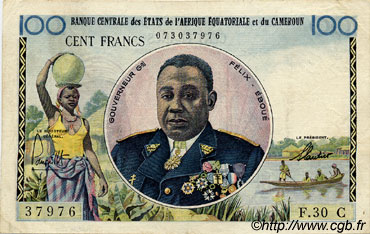 100 Francs ÉTATS DE L AFRIQUE ÉQUATORIALE  1961 P.01c TTB
