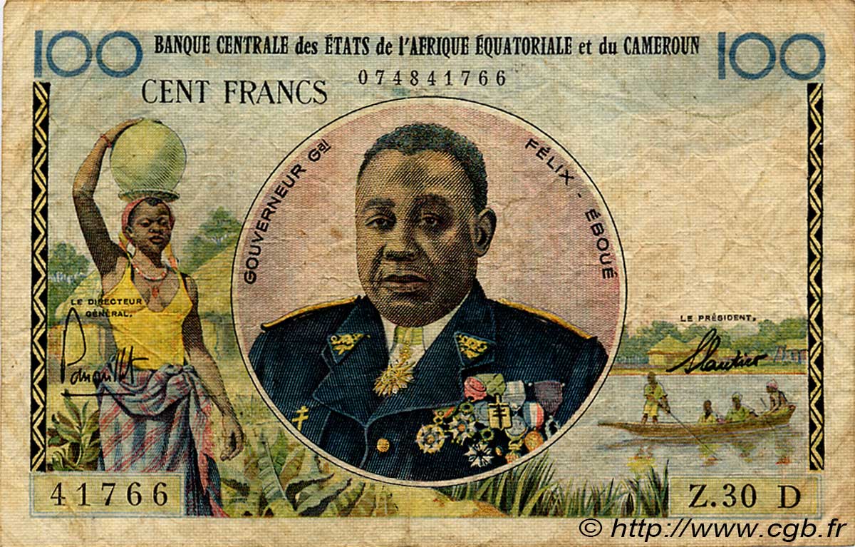 100 Francs ÉTATS DE L AFRIQUE ÉQUATORIALE  1961 P.01d pr.TB