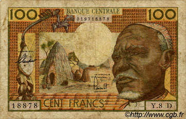 100 Francs ÉTATS DE L AFRIQUE ÉQUATORIALE  1962 P.03d B+