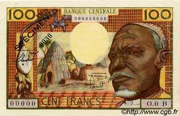 100 Francs Spécimen ÉTATS DE L AFRIQUE ÉQUATORIALE  1962 P.03bs SUP+