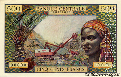 500 Francs Spécimen ÉTATS DE L AFRIQUE ÉQUATORIALE  1963 P.04ds SPL+