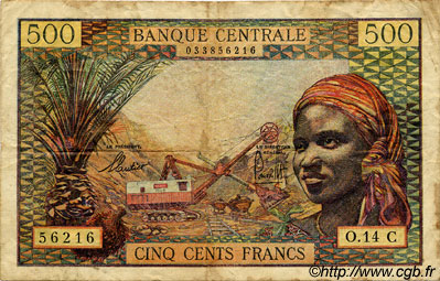 500 Francs ÉTATS DE L AFRIQUE ÉQUATORIALE  1965 P.04g pr.TB
