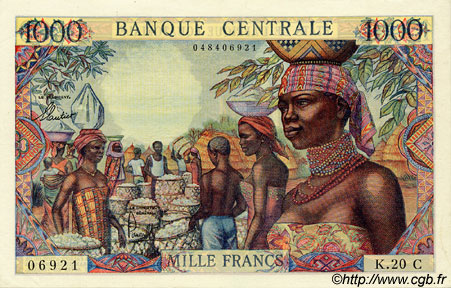 1000 Francs ÉTATS DE L AFRIQUE ÉQUATORIALE  1962 P.05g SUP à SPL