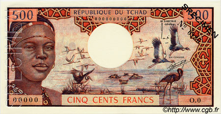 500 Francs Spécimen TCHAD  1973 P.02as SPL