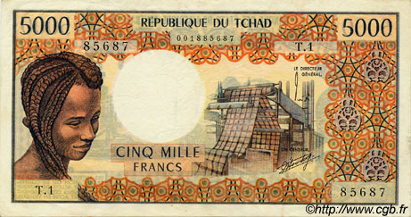 5000 Francs TCHAD  1976 P.05a TTB+