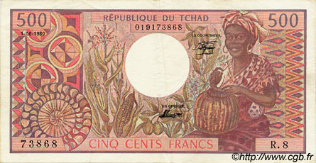 500 Francs TCHAD  1980 P.06 TTB
