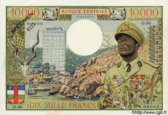 10000 Francs Spécimen ÉTATS DE L AFRIQUE ÉQUATORIALE  1968 P.07s SUP