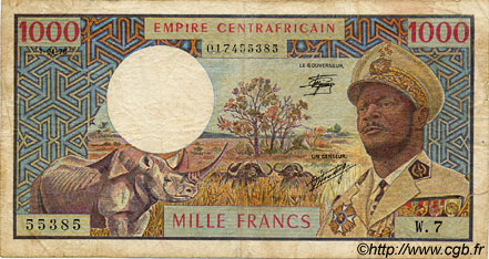 1000 Francs CENTRAFRIQUE  1978 P.06 pr.TB