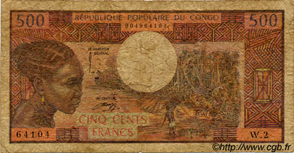 500 Francs CONGO  1974 P.02a B