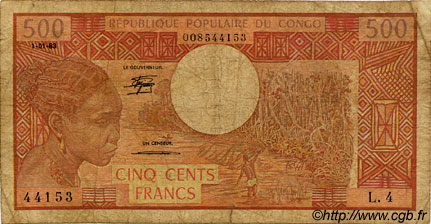 500 Francs CONGO  1983 P.02d B