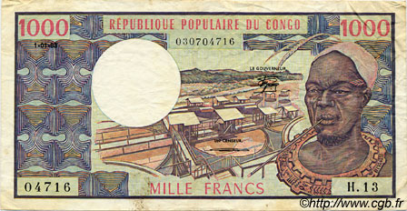 1000 Francs CONGO  1983 P.03e TTB