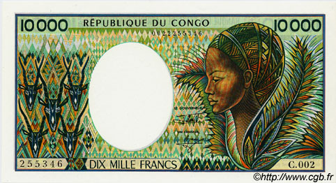 10000 Francs CONGO  1992 P.13 NEUF