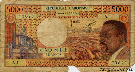 5000 Francs GABON  1974 P.04a AB