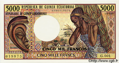 5000 Francs GUINÉE ÉQUATORIALE  1985 P.22a pr.NEUF
