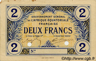 2 Francs AFRIQUE ÉQUATORIALE FRANÇAISE  1917 P.03- TTB+