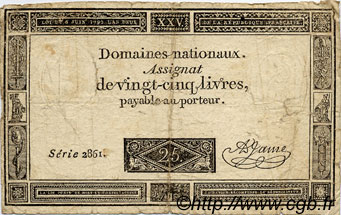 25 Livres FRANCE  1793 Laf.168 B
