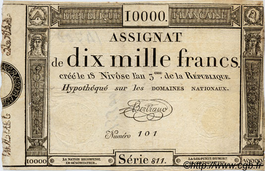 10000 Francs FRANCE  1795 Laf.177 TTB+