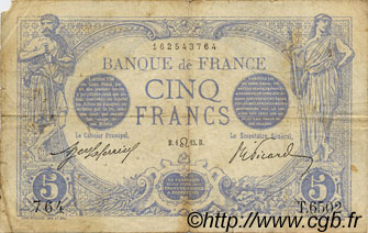 5 Francs BLEU FRANCE  1915 F.02.29 TB+