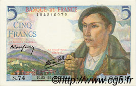 5 Francs BERGER FRANCE  1943 F.05.04 NEUF