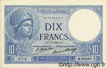 10 Francs MINERVE FRANCE  1932 F.06.16 SPL