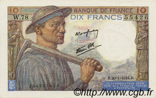 10 Francs MINEUR FRANCE  1944 F.08.11 SPL