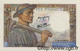 10 Francs MINEUR FRANCE  1946 F.08.15 TTB+ à SUP