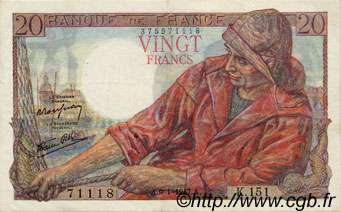 20 Francs PÊCHEUR FRANCE 1947 F.13.11 TTB à SUP