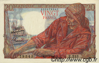 20 Francs PÊCHEUR FRANCE  1949 F.13.14 SPL