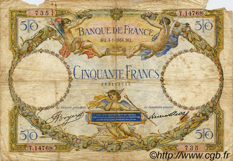 50 Francs LUC OLIVIER MERSON type modifié FRANCE  1934 F.16.05 AB
