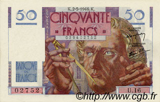 50 Francs LE VERRIER FRANCE  1946 F.20.03 NEUF