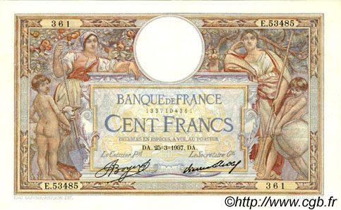 100 Francs LUC OLIVIER MERSON grands cartouches FRANCE  1937 F.24.16 TTB+ à SUP