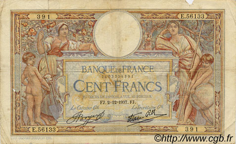100 Francs LUC OLIVIER MERSON type modifié FRANCE  1937 F.25.04 B