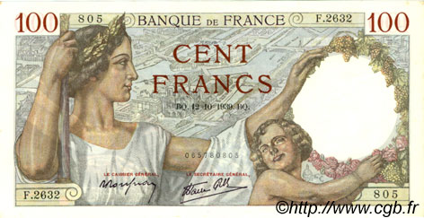 100 Francs SULLY FRANCE  1939 F.26.10 pr.NEUF