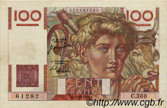 100 Francs JEUNE PAYSAN FRANCE  1950 F.28.27 TTB+