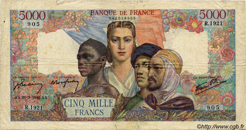 5000 Francs EMPIRE FRANÇAIS FRANCE  1946 F.47.51 B+